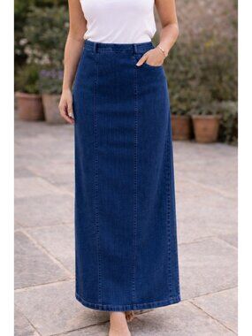 Belle Vere Stretch Denim Long Skirt, Size S